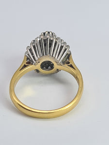 2030: Vintage; 18ct Gold French Blue Sapphires 24 natural Diamonds Geometric Set Cocktail Ring- From 1974
