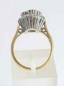 2030: Vintage; 18ct Gold French Blue Sapphires 24 natural Diamonds Geometric Set Cocktail Ring- From 1974