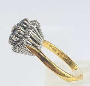 2030: Vintage; 18ct Gold French Blue Sapphires 24 natural Diamonds Geometric Set Cocktail Ring- From 1974