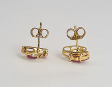 Load image into Gallery viewer, 2055: Vintage: 9ct Gold Rubies Diamonds Stud Earrings- elegant ear candy

