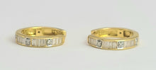 Load image into Gallery viewer, 2094: Vintage; 18ct Gold 24 Natural Diamonds Hooped Earrings- petite, sparkling, beautifully crafted.
