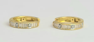 2094: Vintage; 18ct Gold 24 Natural Diamonds Hooped Earrings- petite, sparkling, beautifully crafted.