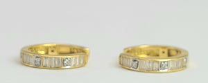 2094: Vintage; 18ct Gold 24 Natural Diamonds Hooped Earrings- petite, sparkling, beautifully crafted.