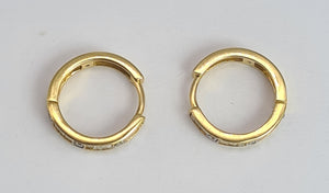2094: Vintage; 18ct Gold 24 Natural Diamonds Hooped Earrings- petite, sparkling, beautifully crafted.