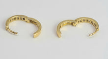 Load image into Gallery viewer, 2094: Vintage; 18ct Gold 24 Natural Diamonds Hooped Earrings- petite, sparkling, beautifully crafted.
