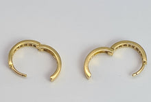 Load image into Gallery viewer, 2094: Vintage; 18ct Gold 24 Natural Diamonds Hooped Earrings- petite, sparkling, beautifully crafted.

