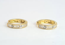 Load image into Gallery viewer, 2094: Vintage; 18ct Gold 24 Natural Diamonds Hooped Earrings- petite, sparkling, beautifully crafted.
