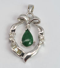 Load image into Gallery viewer, 2101: Vintage; 18ct White Gold Emerald 10 Natural Diamonds Pendant- Crisp, Clean, Eye Candy
