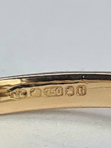 2108: Vintage: 18ct Rose Gold Bubble Shank Blue Akoya Pearl Ring- Ergonomic beauty