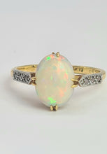 Load image into Gallery viewer, 2109 Vintage: 18ct Gold Cabochon White Opal Diamonds Dress Ring
