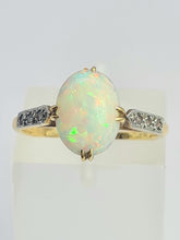 Load image into Gallery viewer, 2109 Vintage: 18ct Gold Cabochon White Opal Diamonds Dress Ring
