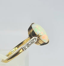 Load image into Gallery viewer, 2109 Vintage: 18ct Gold Cabochon White Opal Diamonds Dress Ring
