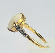 Load image into Gallery viewer, 2109 Vintage: 18ct Gold Cabochon White Opal Diamonds Dress Ring
