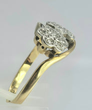 Load image into Gallery viewer, 1874: Vintage: 18ct Gold Natural Diamonds Double Flower Head Ring
