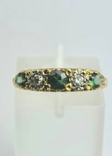 Load image into Gallery viewer, 1883: Vintage; 18ct Gold Tsavorite Green Garnets Natural Diamond Stacker/Half- Eternity Ring- From 1969
