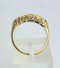 Load image into Gallery viewer, 1883: Vintage; 18ct Gold Tsavorite Green Garnets Natural Diamond Stacker/Half- Eternity Ring- From 1969
