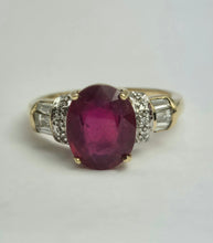 Load image into Gallery viewer, 1905: Vintage: 9ct Yellow Gold Ruby 16 Diamonds Dress Ring- picture perfect
