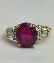 Load image into Gallery viewer, 1905: Vintage: 9ct Yellow Gold Ruby 16 Diamonds Dress Ring- picture perfect
