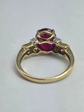 Load image into Gallery viewer, 1905: Vintage: 9ct Yellow Gold Ruby 16 Diamonds Dress Ring- picture perfect
