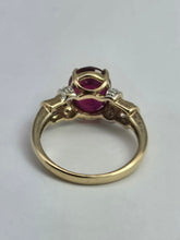 Load image into Gallery viewer, 1905: Vintage: 9ct Yellow Gold Ruby 16 Diamonds Dress Ring- picture perfect
