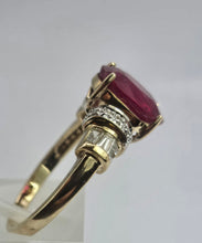Load image into Gallery viewer, 1905: Vintage: 9ct Yellow Gold Ruby 16 Diamonds Dress Ring- picture perfect
