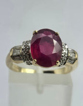 Load image into Gallery viewer, 1905: Vintage: 9ct Yellow Gold Ruby 16 Diamonds Dress Ring- picture perfect
