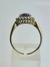 Load image into Gallery viewer, 1917: Vintage: 9ct Gold purple Amethyst 22 Diamonds Halo Ring- Sparkling beauty
