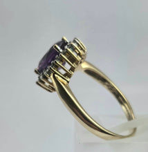 Load image into Gallery viewer, 1917: Vintage: 9ct Gold purple Amethyst 22 Diamonds Halo Ring- Sparkling beauty
