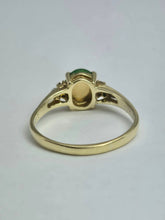 Load image into Gallery viewer, 2011: Vintage: 14ct Gold 3 Emeralds Diamonds Dress Ring- Art deco style
