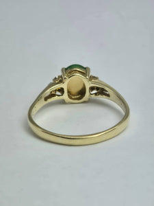 2011: Vintage: 14ct Gold 3 Emeralds Diamonds Dress Ring- Art deco style