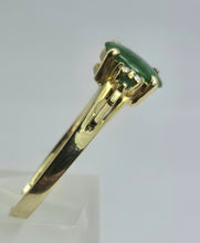 Load image into Gallery viewer, 2011: Vintage: 14ct Gold 3 Emeralds Diamonds Dress Ring- Art deco style
