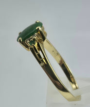 Load image into Gallery viewer, 2011: Vintage: 14ct Gold 3 Emeralds Diamonds Dress Ring- Art deco style
