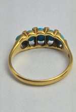Cargar imagen en el visor de la galería, 2039: Vintage: 18ct Gold Turquoises Edwardian Style Ring- From 1942
