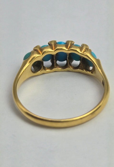 2039: Vintage: 18ct Gold Turquoises Edwardian Style Ring- From 1942