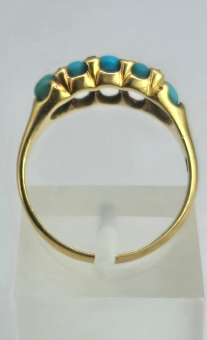 2039: Vintage: 18ct Gold Turquoises Edwardian Style Ring- From 1942
