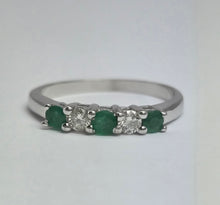 Load image into Gallery viewer, 2016: Vintage; 9ct White Gold Emeralds Diamonds Half-Eternity/Stacker Ring- Delightful
