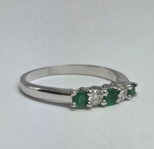 Load image into Gallery viewer, 2016: Vintage; 9ct White Gold Emeralds Diamonds Half-Eternity/Stacker Ring- Delightful
