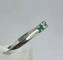 Load image into Gallery viewer, 2016: Vintage; 9ct White Gold Emeralds Diamonds Half-Eternity/Stacker Ring- Delightful
