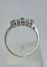 Load image into Gallery viewer, 2016: Vintage; 9ct White Gold Emeralds Diamonds Half-Eternity/Stacker Ring- Delightful
