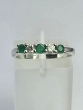 Load image into Gallery viewer, 2016: Vintage; 9ct White Gold Emeralds Diamonds Half-Eternity/Stacker Ring- Delightful
