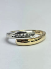 Load image into Gallery viewer, 2017: Vintage 9ct White &amp; Yellow Gold Diamonds Crossover/Stacker Ring- crisp &amp; clean
