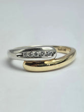Load image into Gallery viewer, 2017: Vintage 9ct White &amp; Yellow Gold Diamonds Crossover/Stacker Ring- crisp &amp; clean
