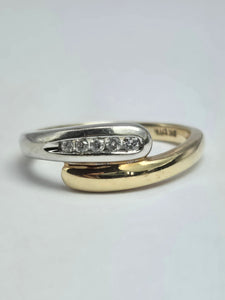 2017: Vintage 9ct White & Yellow Gold Diamonds Crossover/Stacker Ring- crisp & clean