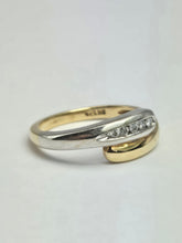 Load image into Gallery viewer, 2017: Vintage 9ct White &amp; Yellow Gold Diamonds Crossover/Stacker Ring- crisp &amp; clean
