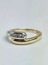 Load image into Gallery viewer, 2017: Vintage 9ct White &amp; Yellow Gold Diamonds Crossover/Stacker Ring- crisp &amp; clean
