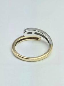 2017: Vintage 9ct White & Yellow Gold Diamonds Crossover/Stacker Ring- crisp & clean