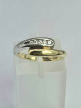 Load image into Gallery viewer, 2017: Vintage 9ct White &amp; Yellow Gold Diamonds Crossover/Stacker Ring- crisp &amp; clean
