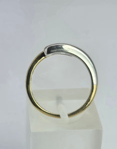 2017: Vintage 9ct White & Yellow Gold Diamonds Crossover/Stacker Ring- crisp & clean