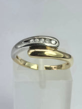 Load image into Gallery viewer, 2017: Vintage 9ct White &amp; Yellow Gold Diamonds Crossover/Stacker Ring- crisp &amp; clean
