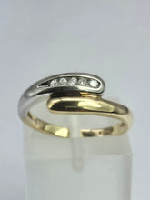Load image into Gallery viewer, 2017: Vintage 9ct White &amp; Yellow Gold Diamonds Crossover/Stacker Ring- crisp &amp; clean
